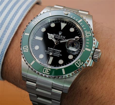 rolex green submariner on wrist|rolex submariner green review.